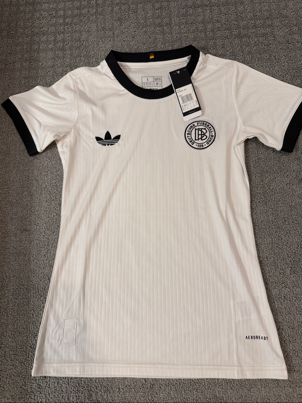 Adidas White and Black Kids AEROREADY Football Jersey